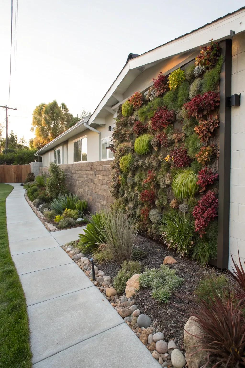 Vertical gardens introduce depth and an element of surprise to xeriscape designs.