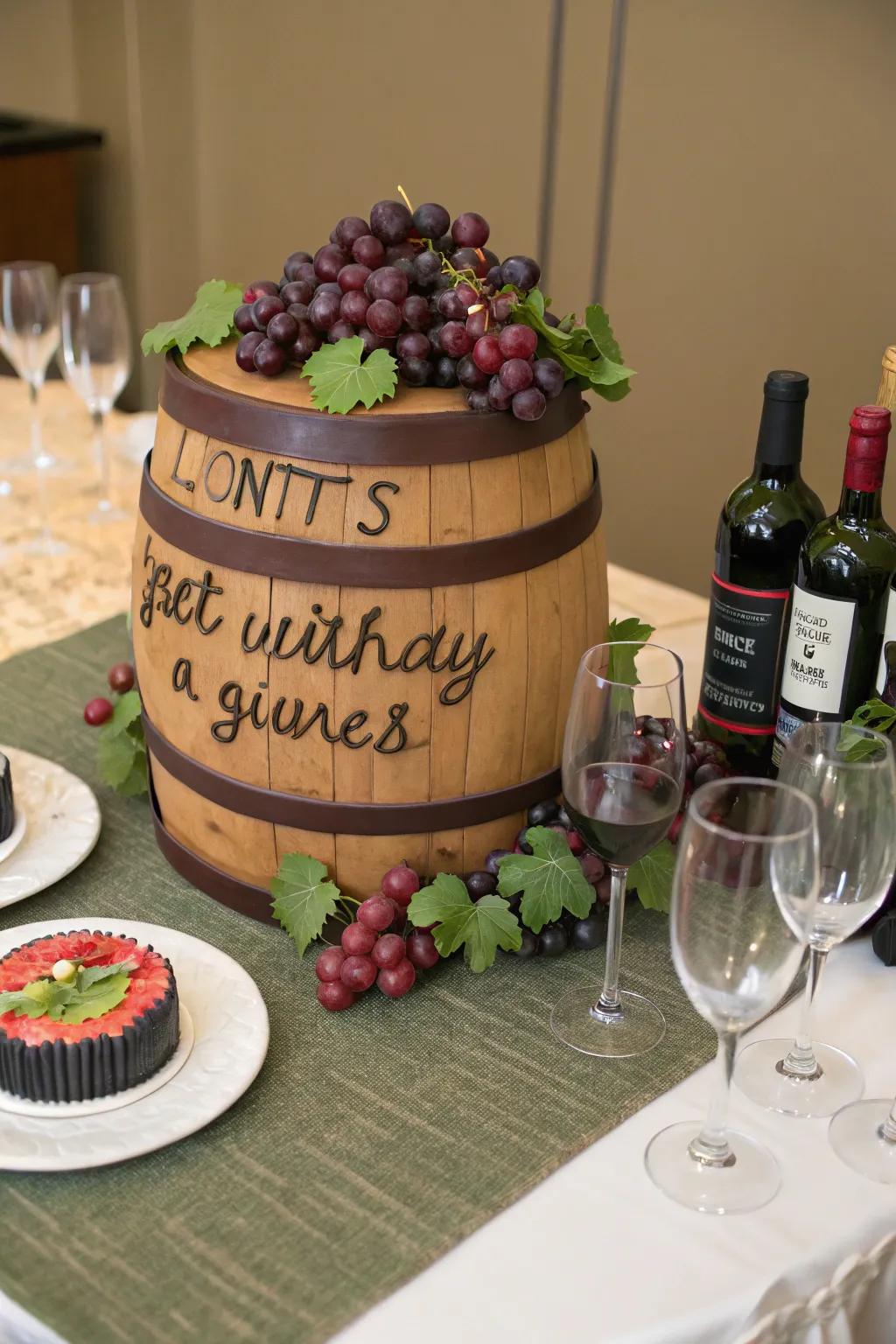 Raise a glass to 50 years of perfection with this grape juice-themed cake!