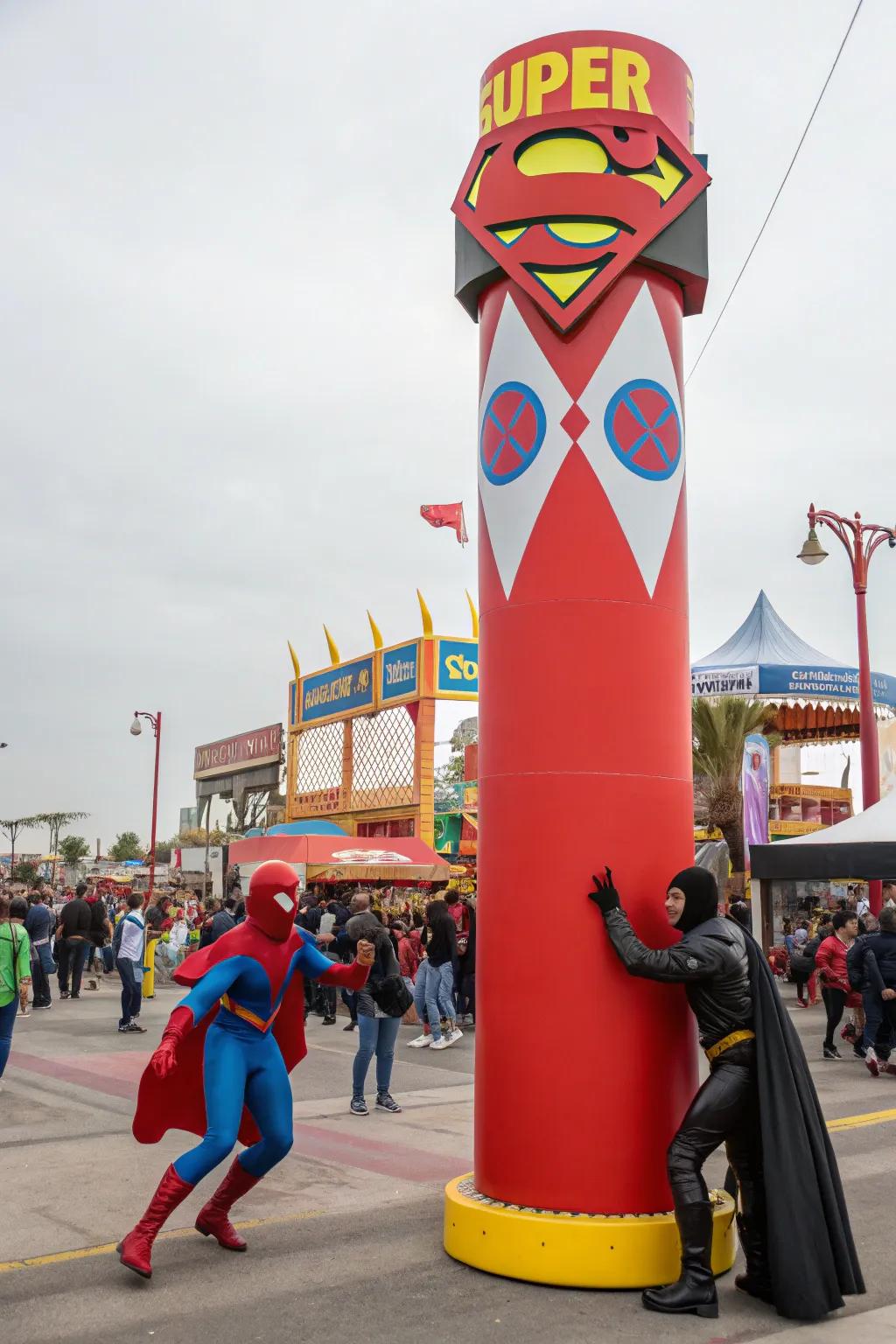 Markers featuring superhero designs empower and unite enthusiasts in the festival throng.