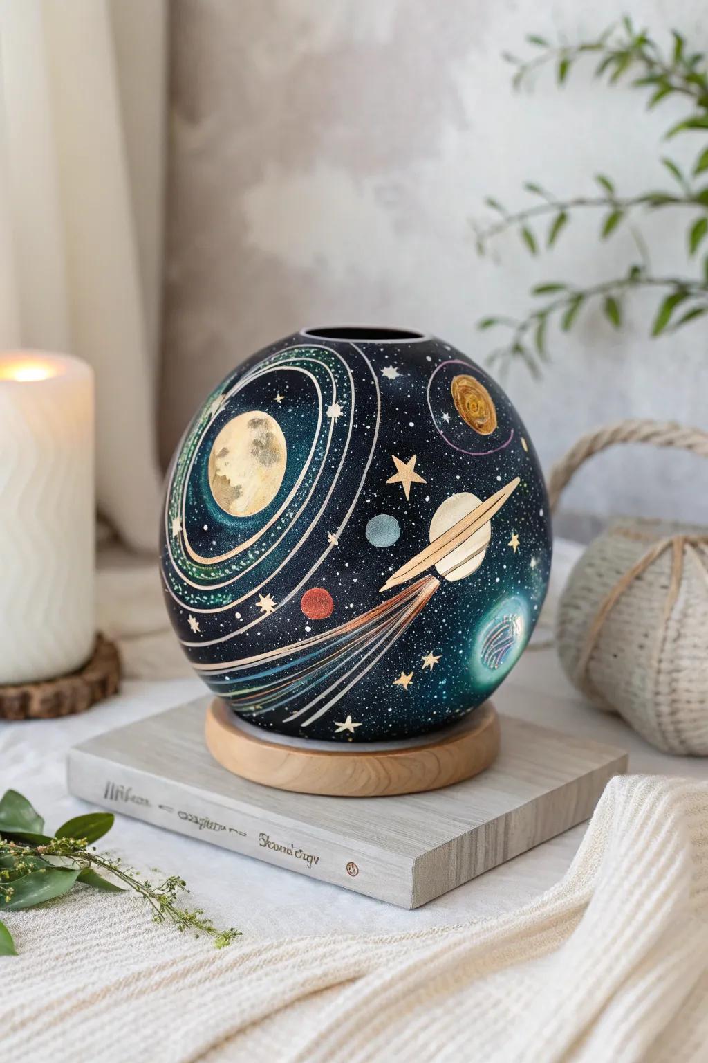 Illuminate your space with a touch of the cosmos. Discover the beauty of the universe through handcrafted glass art.