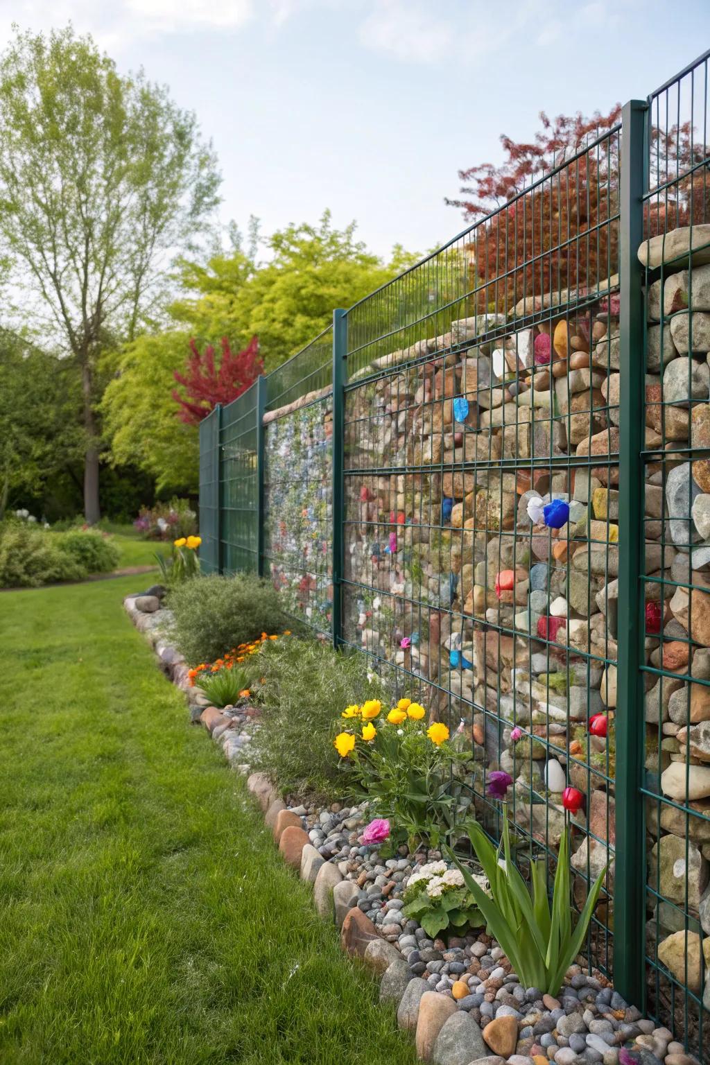 Brighten your gabion fence with a pop of color.