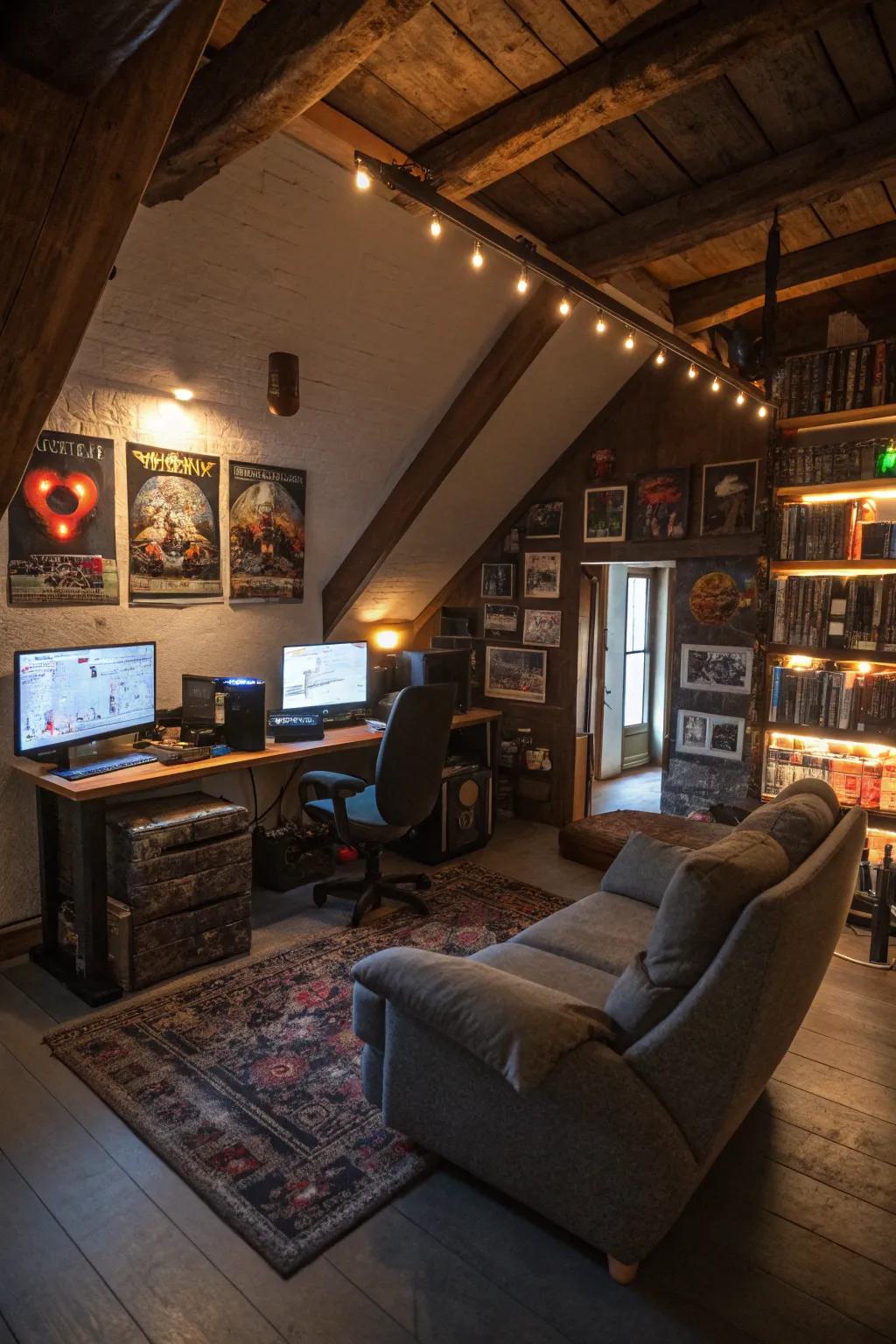 Find your escape in an attic gaming retreat.