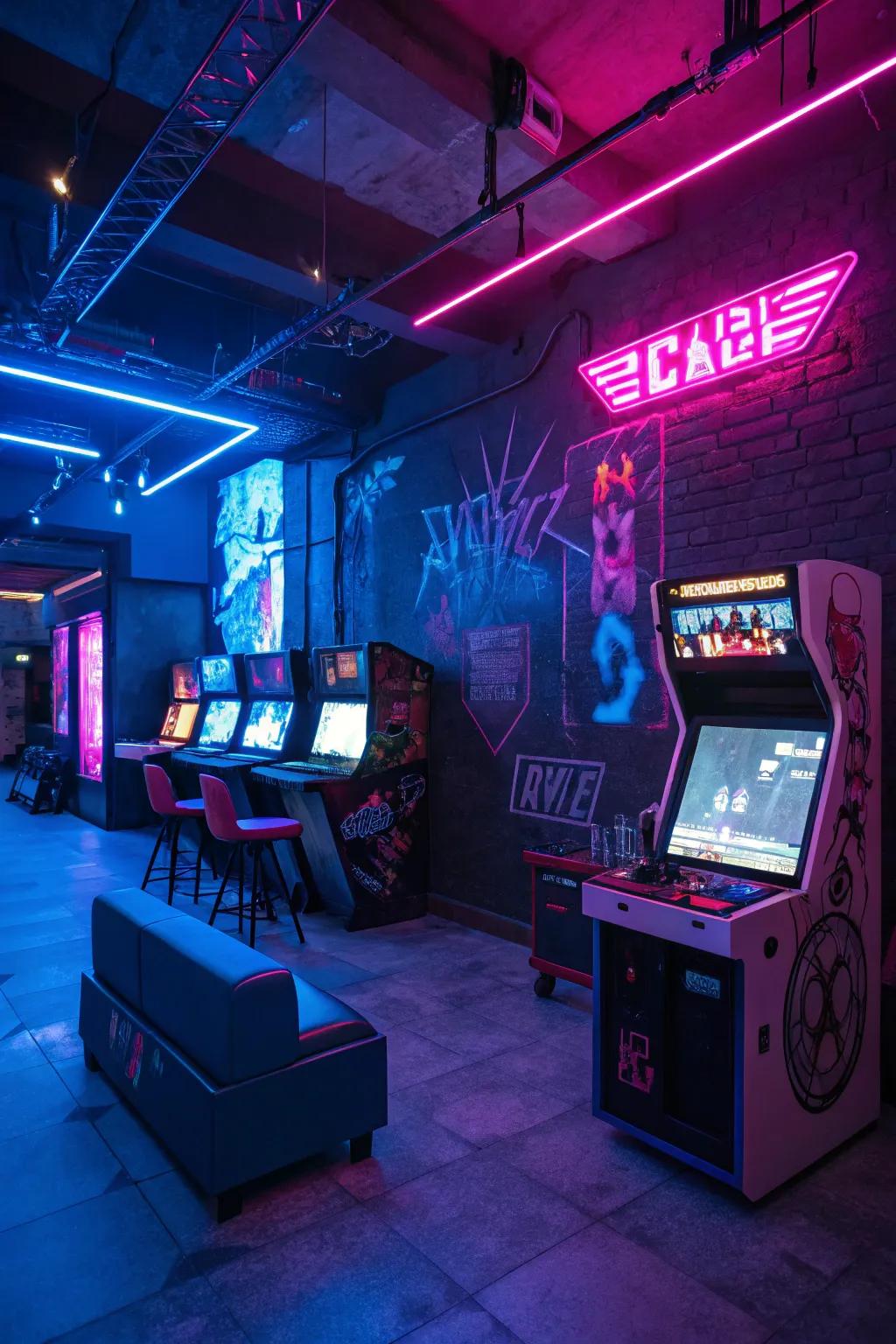 Electric glow accents forge a futuristic ambiance in your gaming room.