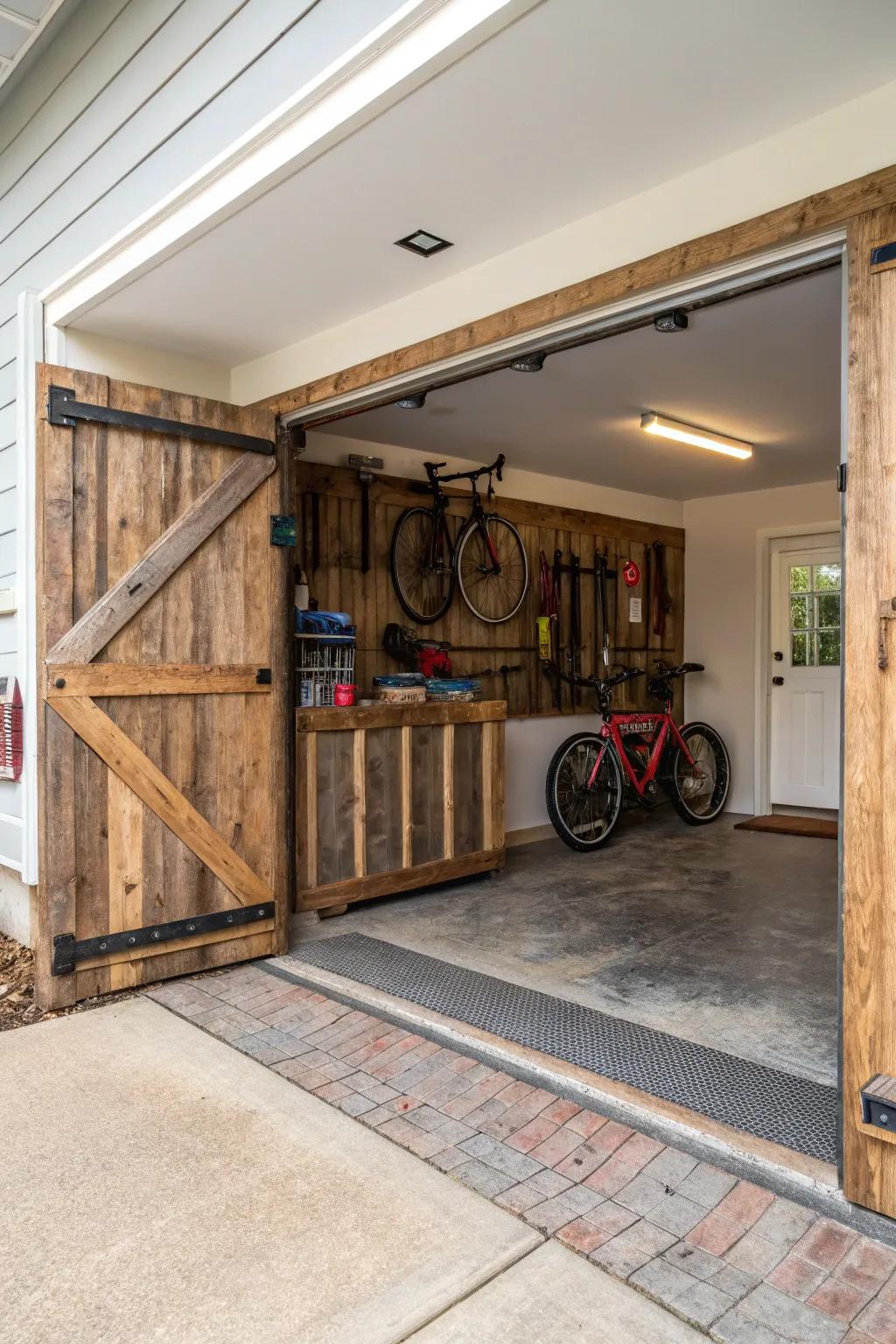 Reclaimed wood baseboards add a sense of history and warmth to your garage.
