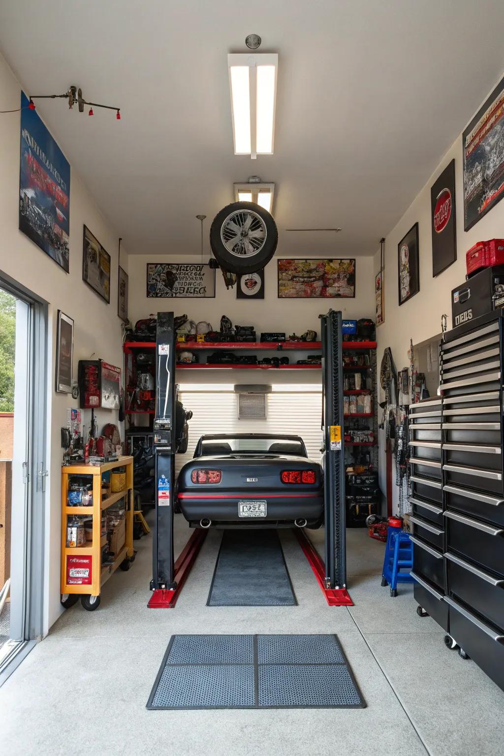 An ideal space for automotive enthusiasts inside your man cave.