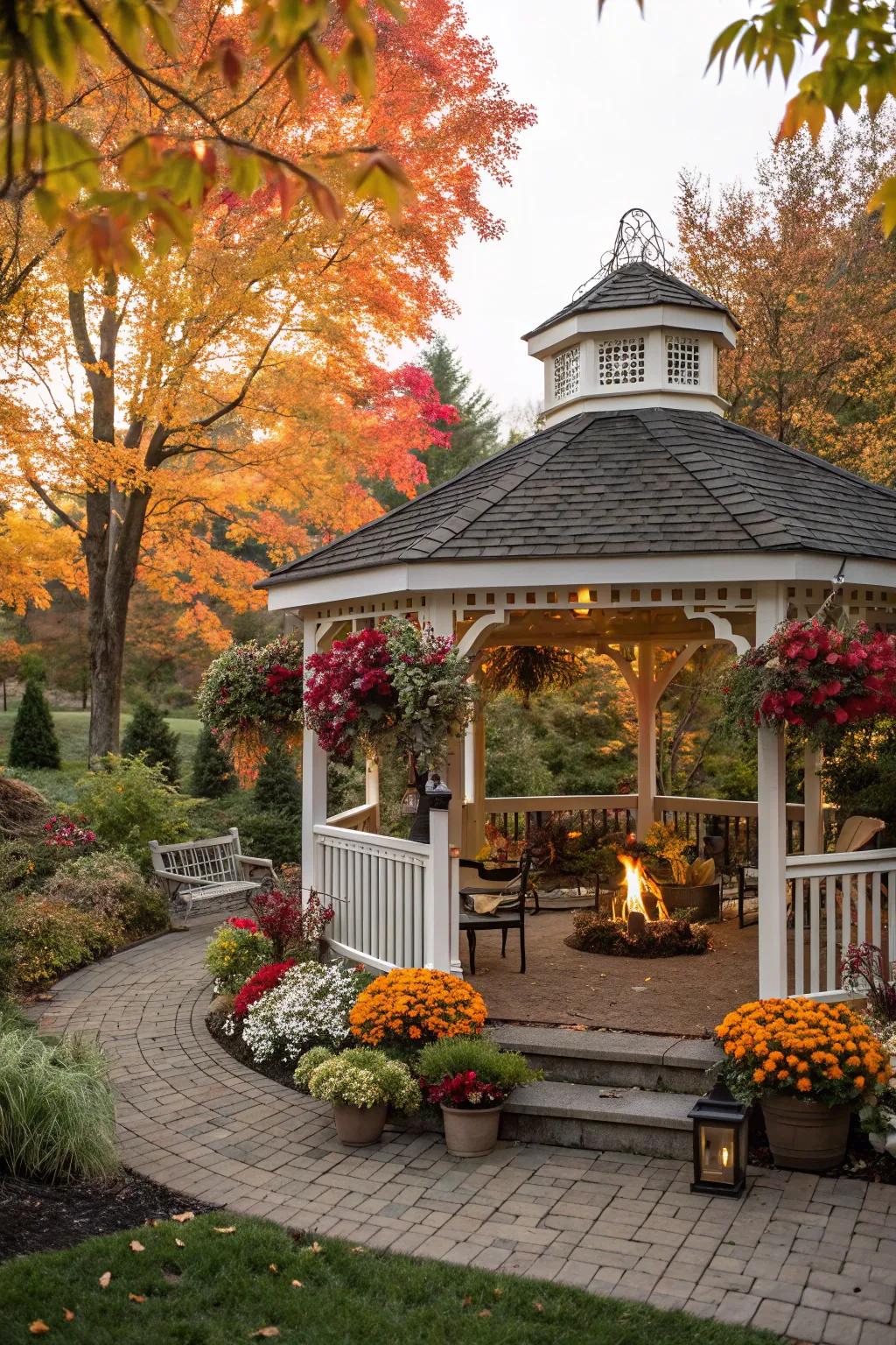 Maintain your pergola's inviting essence with seasonal adornments.