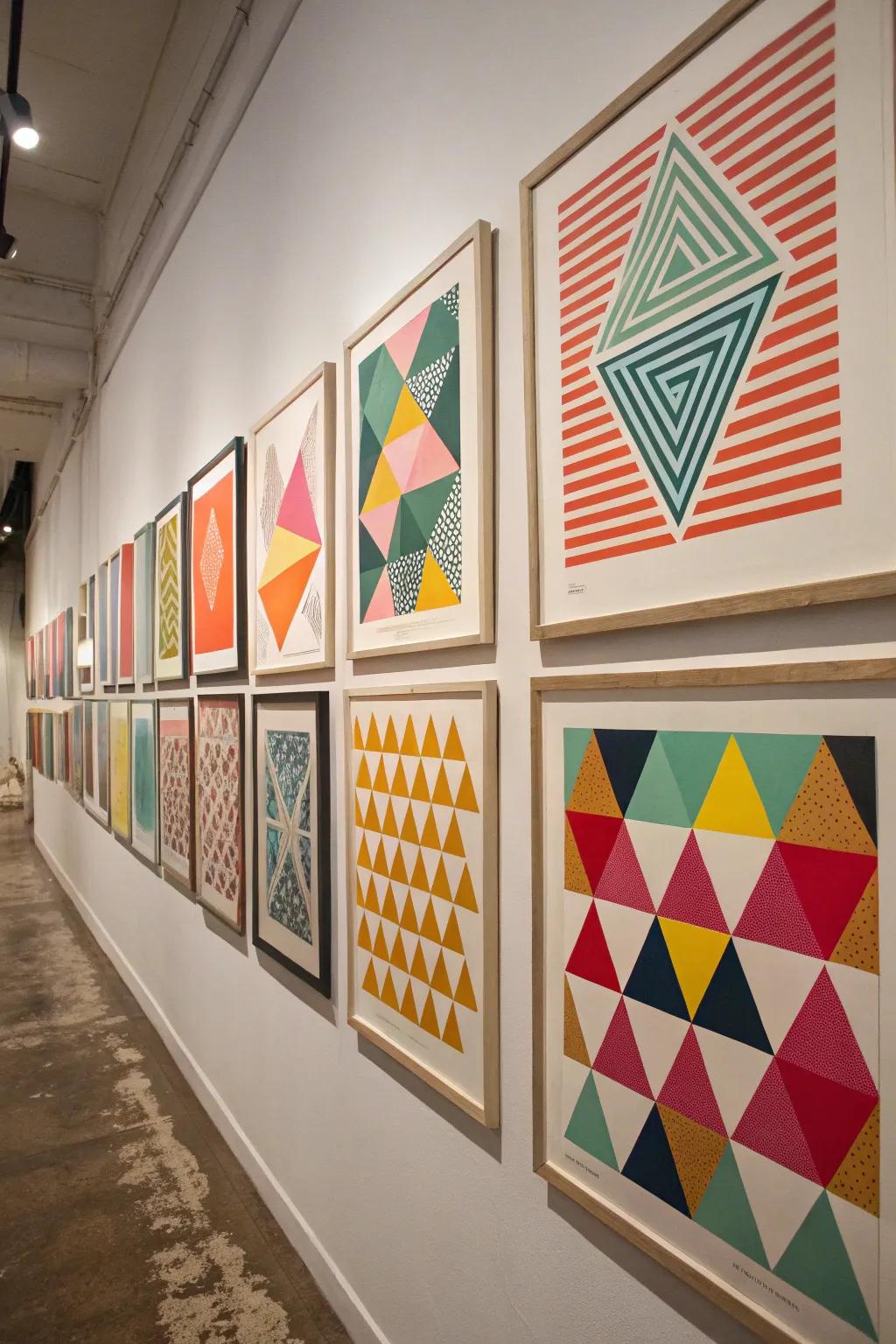 Encased prints furnish a versatile and stylish geometric artwork resolution.
