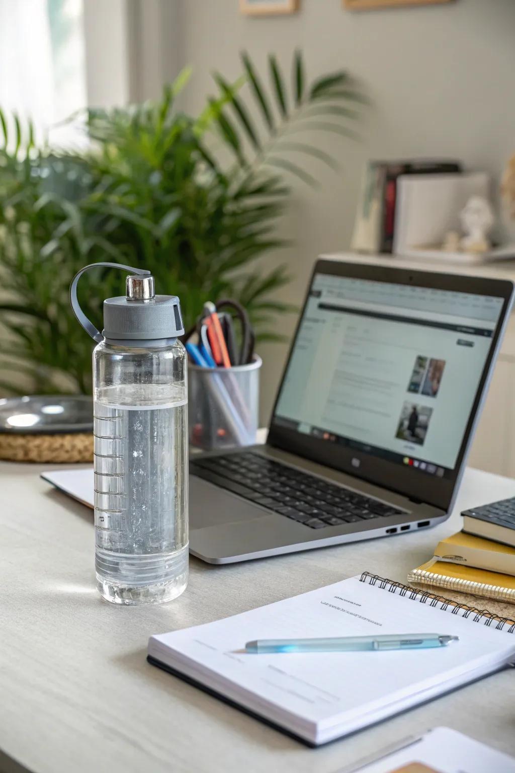 Staying hydrated with a refillable hydration vessel.