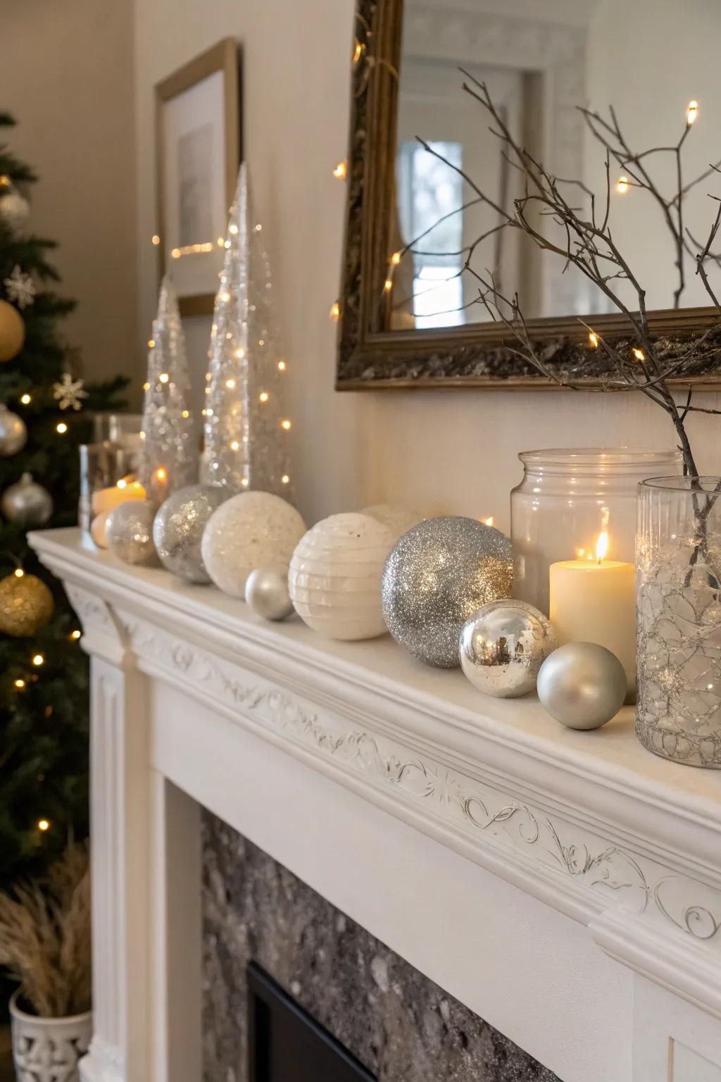 Transform your mantelpiece with refined glass orb arrangements.