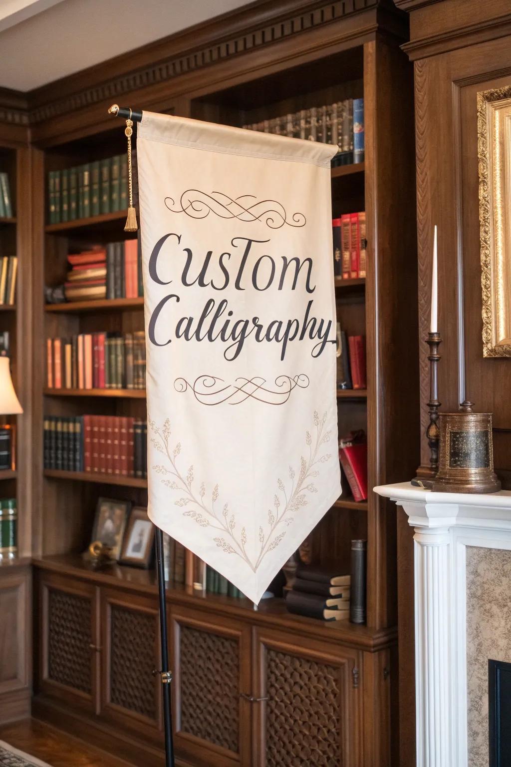 An elegant calligraphy banner for a soupçon of sophistication.