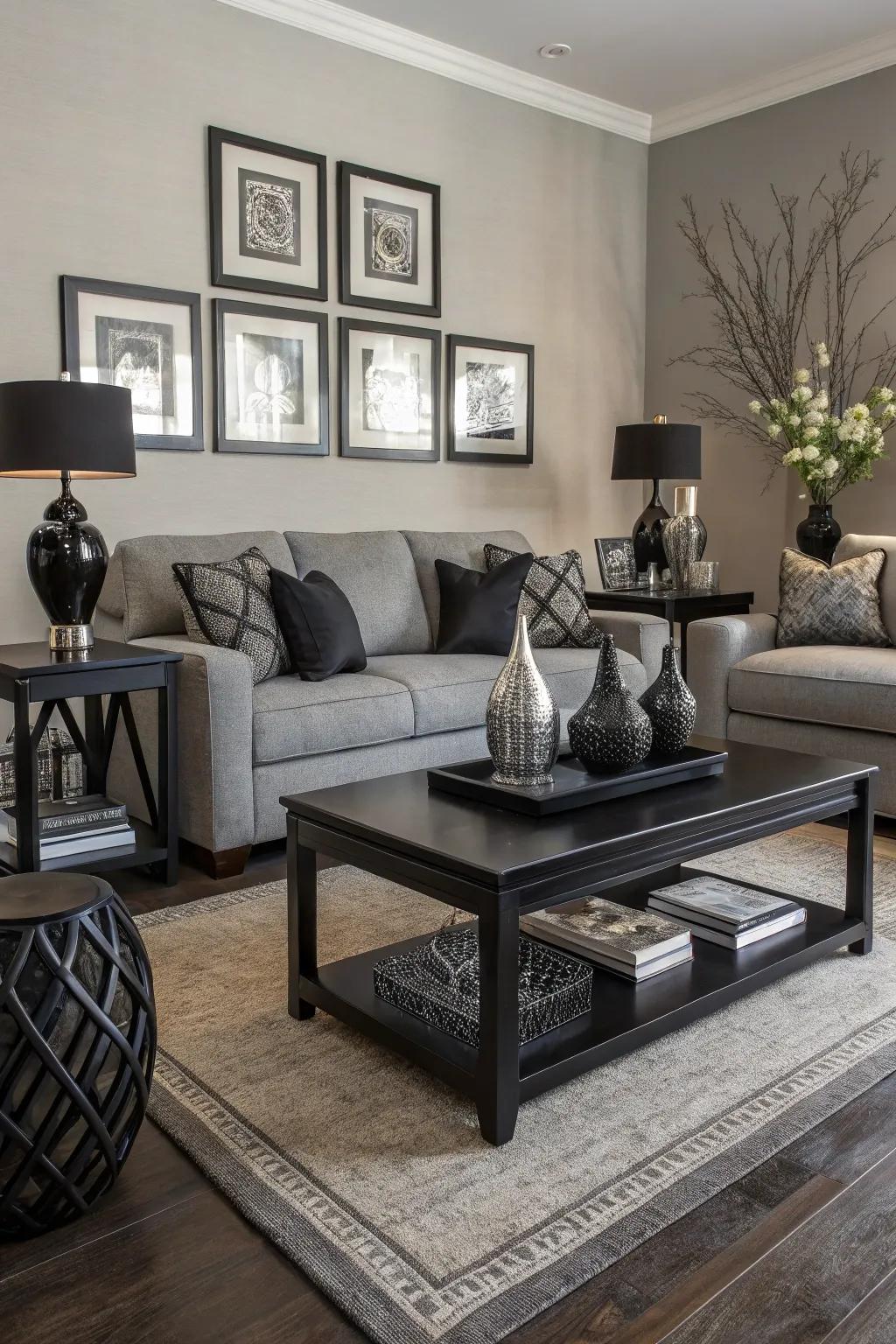 Black accents to add a bold contemporary contrast.