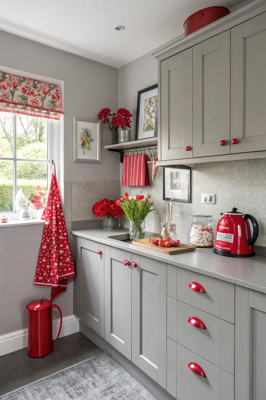 A dash of hue transmutes a grey kitchen into a visual pleasure.