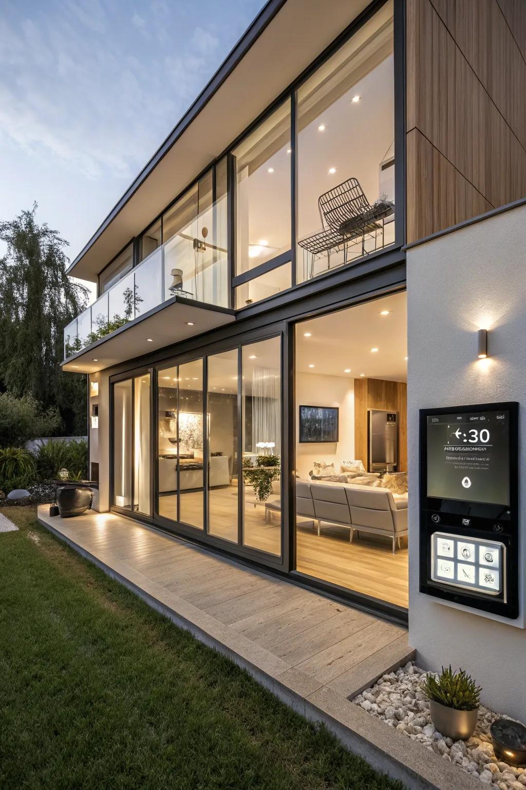 A modern guest house equipped with smart technology for convenience.