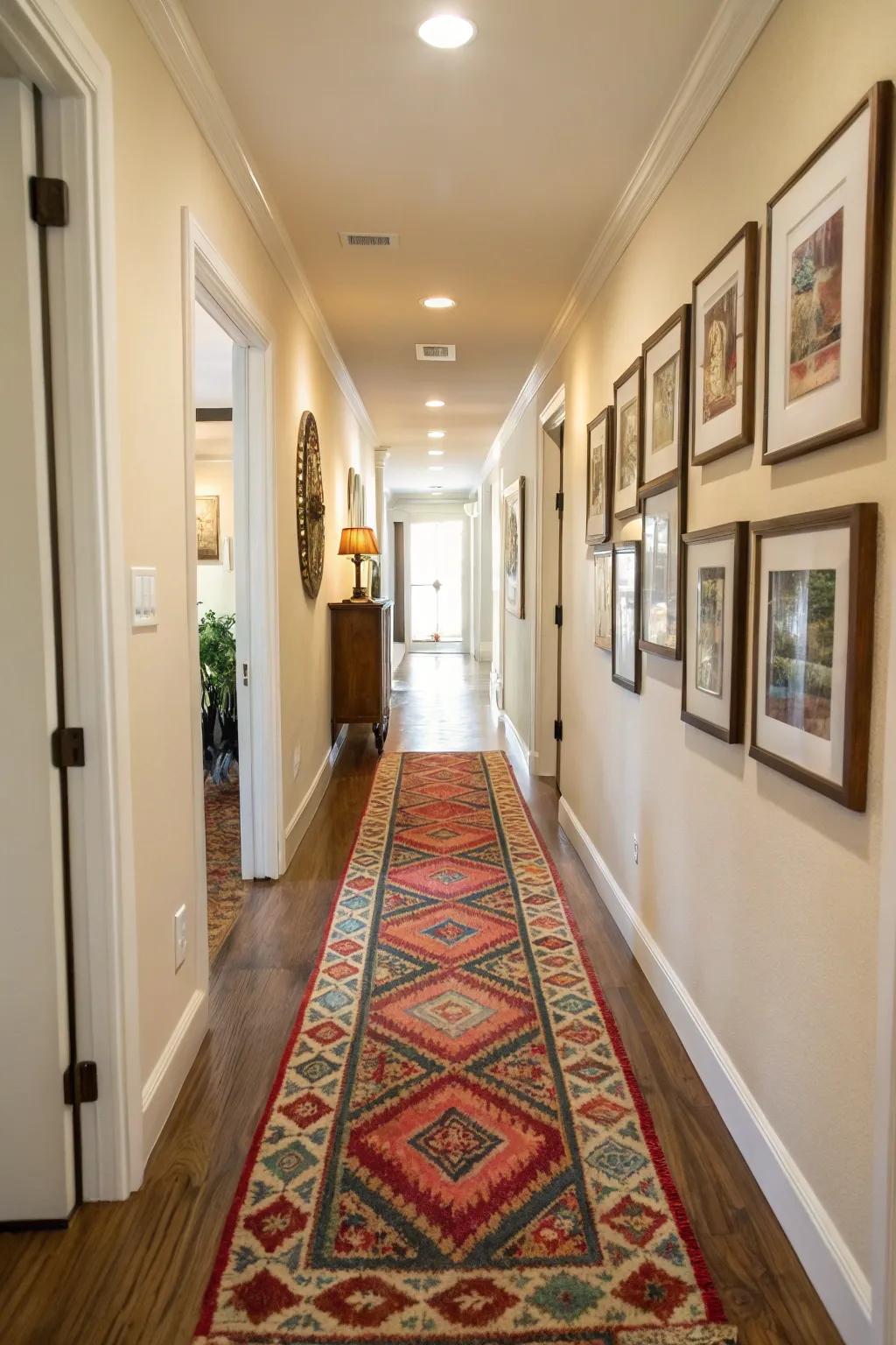A personal runner rug adds style to your hallway.