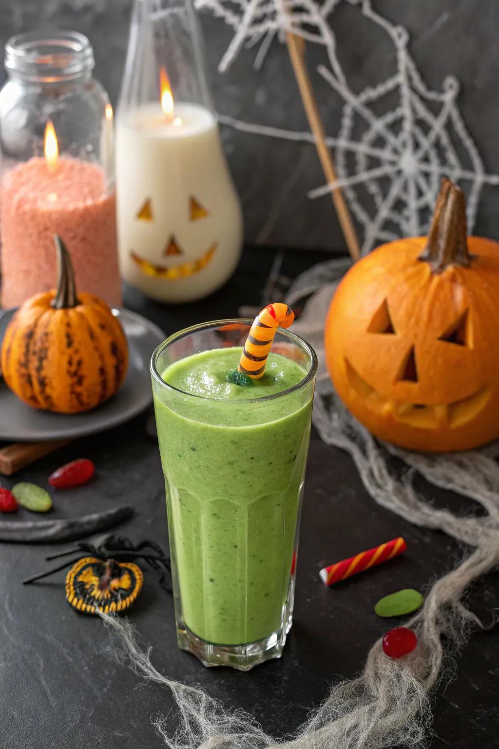 Ghastly verdant shake that is a wholesome Halloween treat.