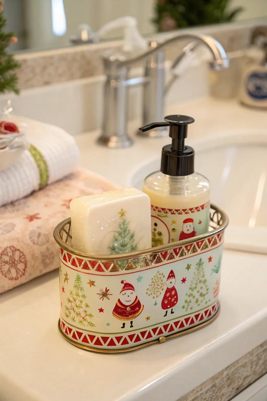 A seasonal cleanser holder for a practical and ornamental touch