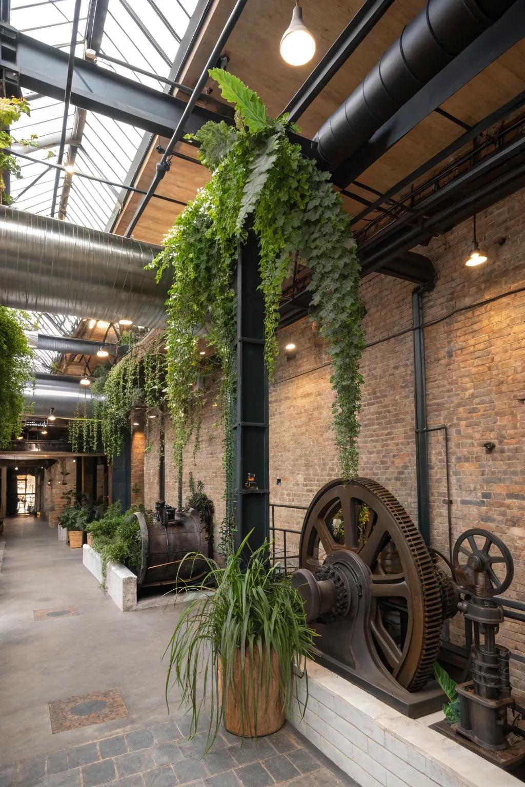 Achieve a modern aesthetic with industrial conduit plant hangers.