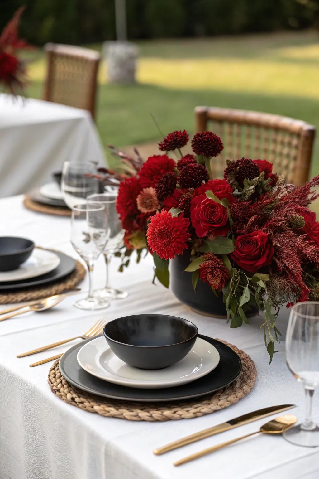 A gothic table setting is impeccable for a haunted repast.