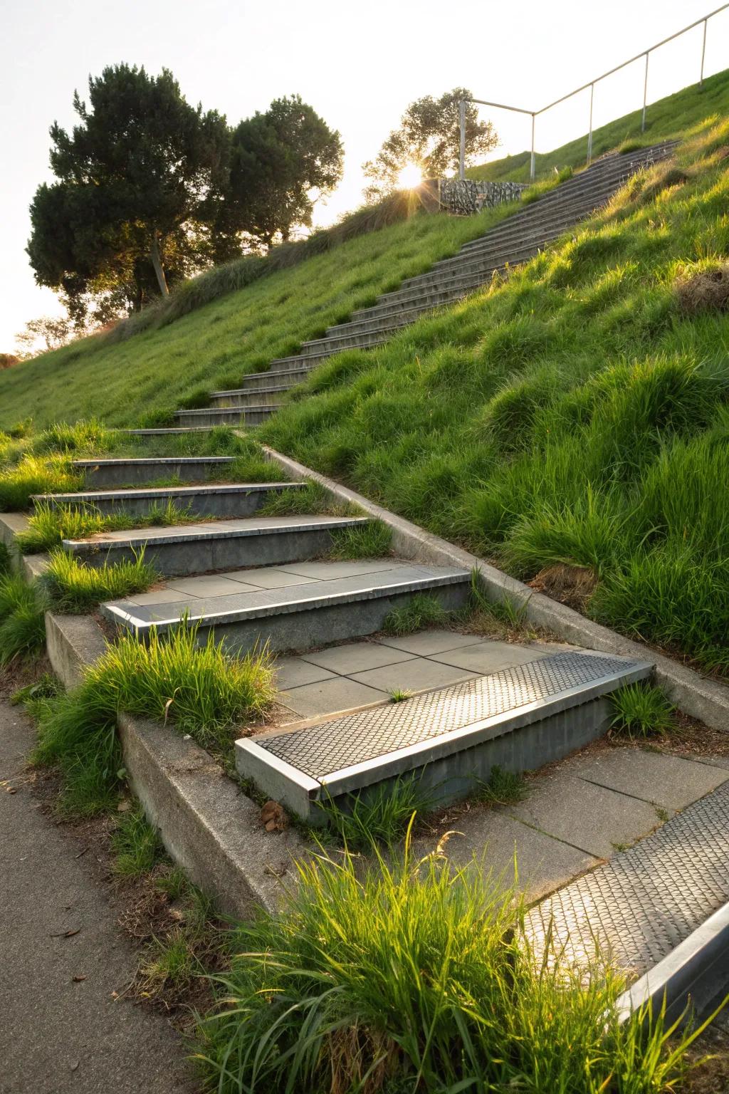 Steel borders bring a contemporary visual to garden treads.