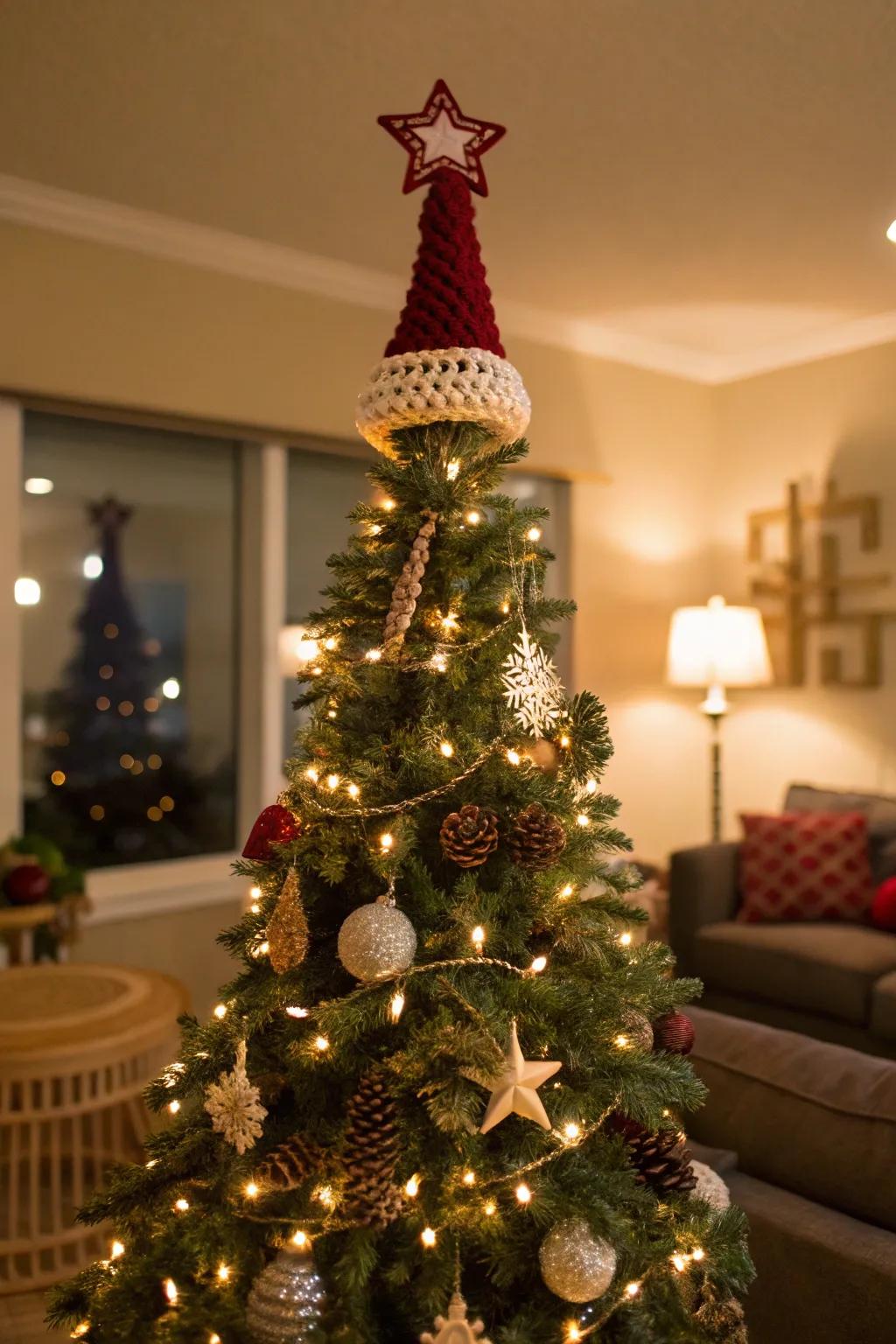 A custom tree topper adds a personal touch.