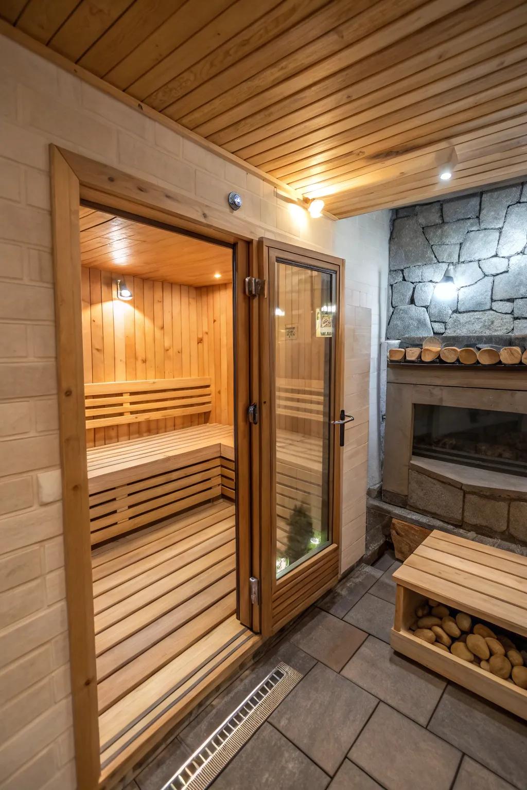 Distinctive designs offer this sauna a distinctive character.