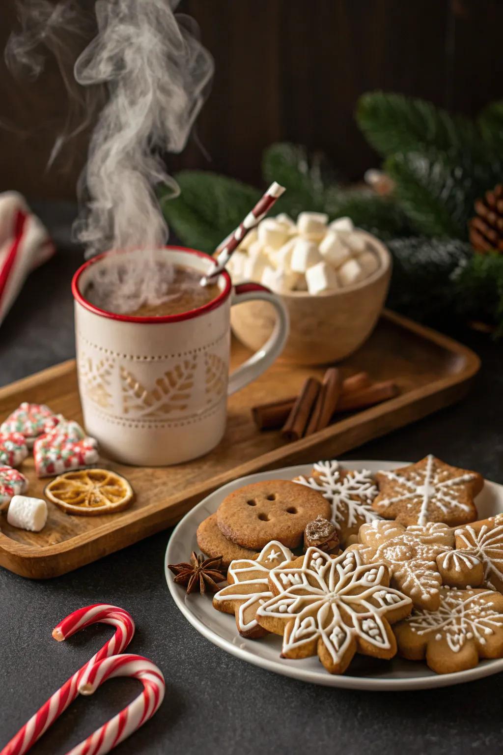 Seasonal sweets add a delightful pairing to your hot chocolate.