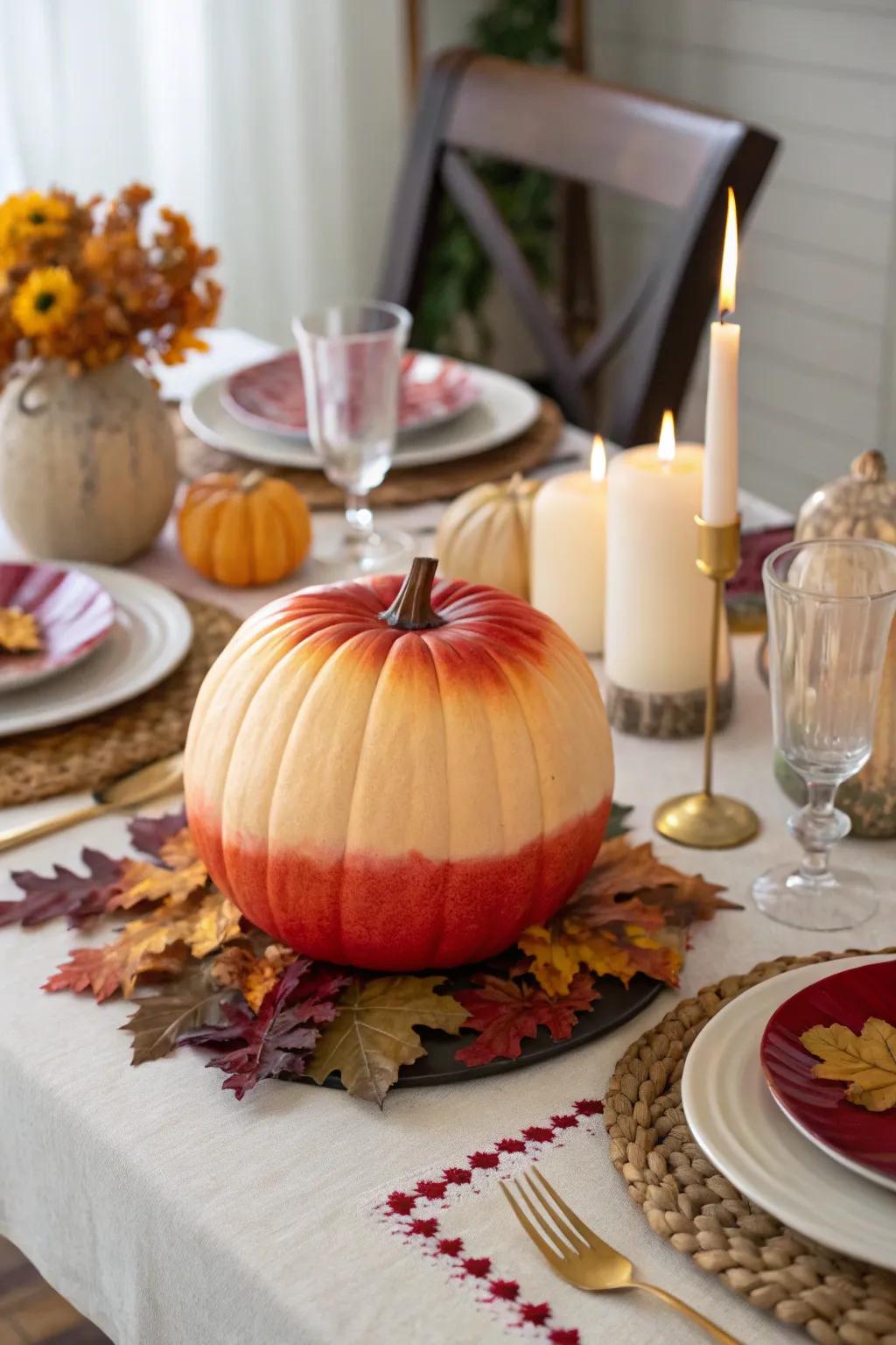 An ombre pumpkin, infusing a touch of elegance and flair into any space.