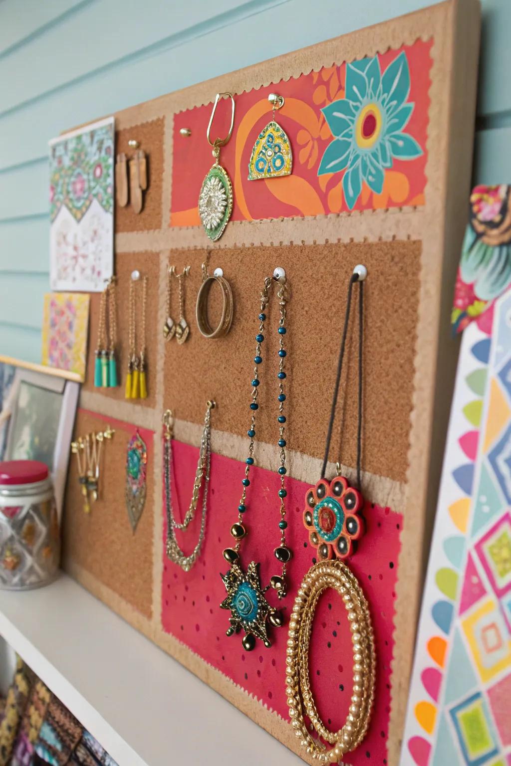 Cork panels provide boundless innovation for jewelry storage.