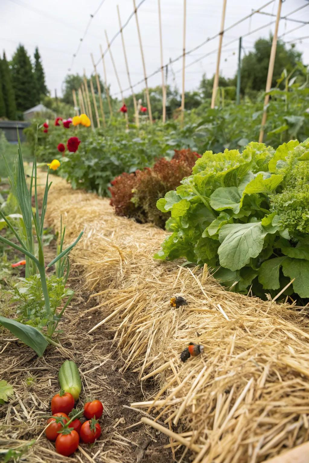 Mulch serves as your garden’s ally, retaining moisture and curtailing weeds.