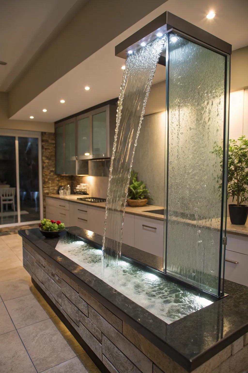 Crystal-pane fountains proffer transparency and refinement.