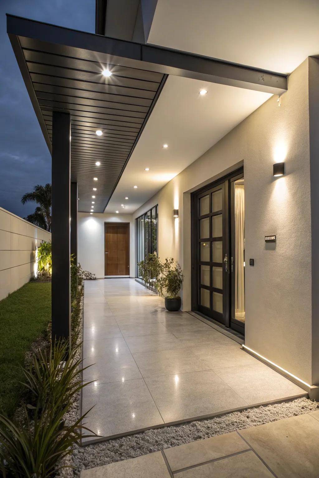 Stylish entryway featuring workshop LED canopy lights