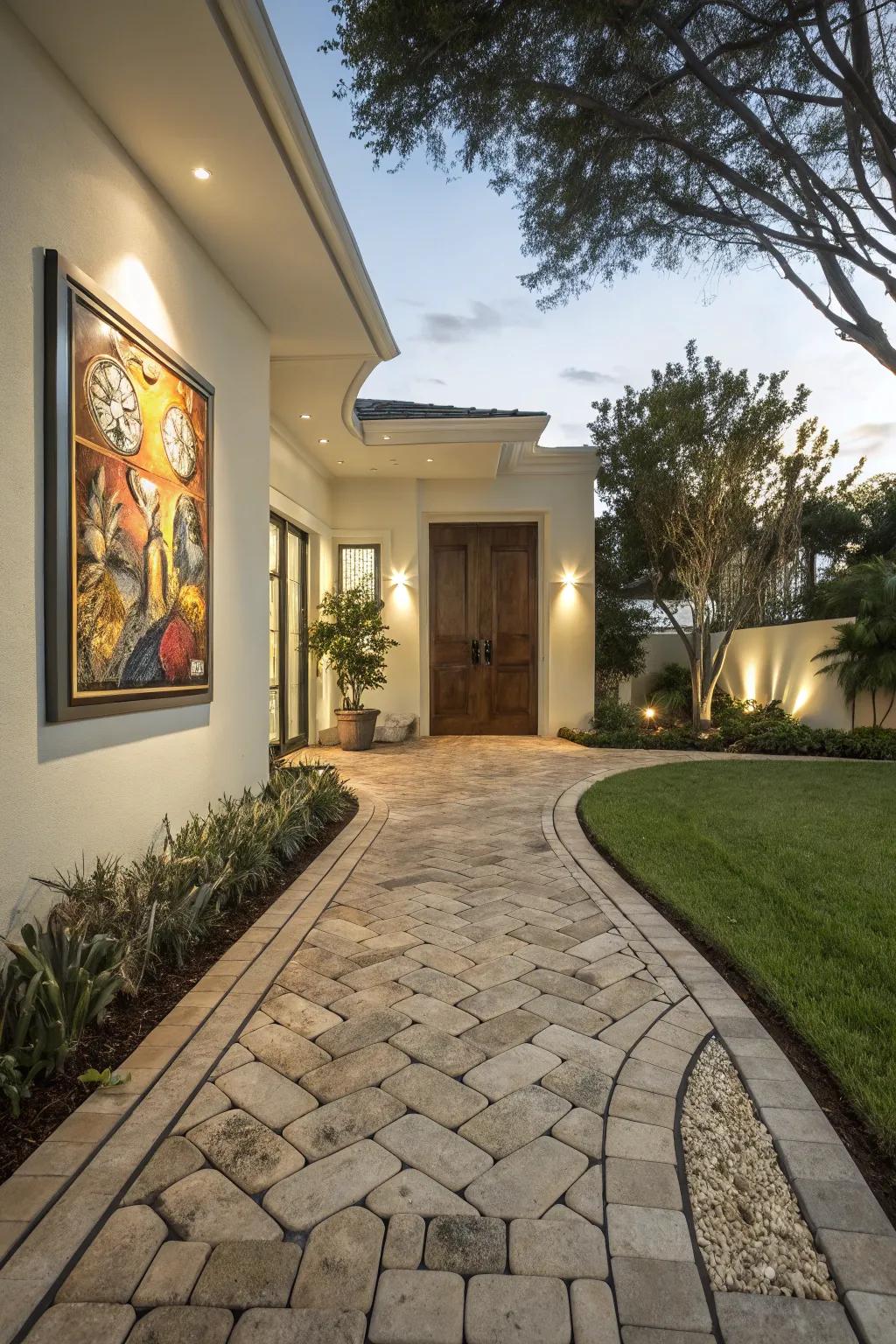 Art transforms this fitted entrance into a captivating focal point.