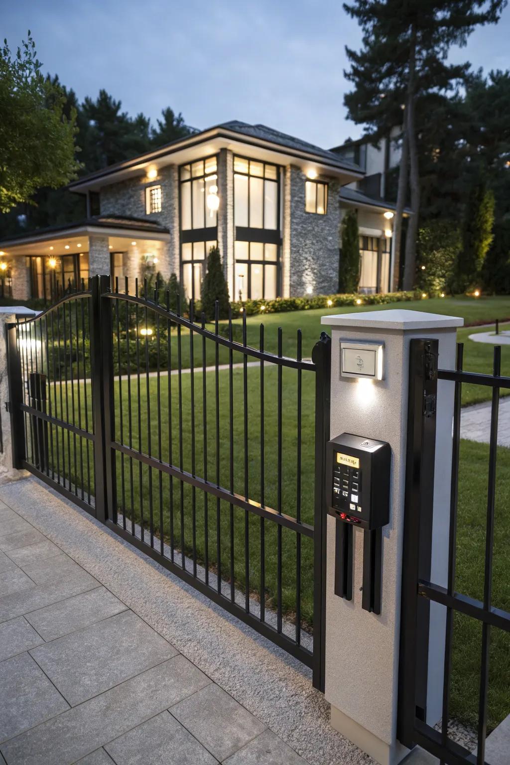 An mechanized forged entrance offering modern ease and defense.