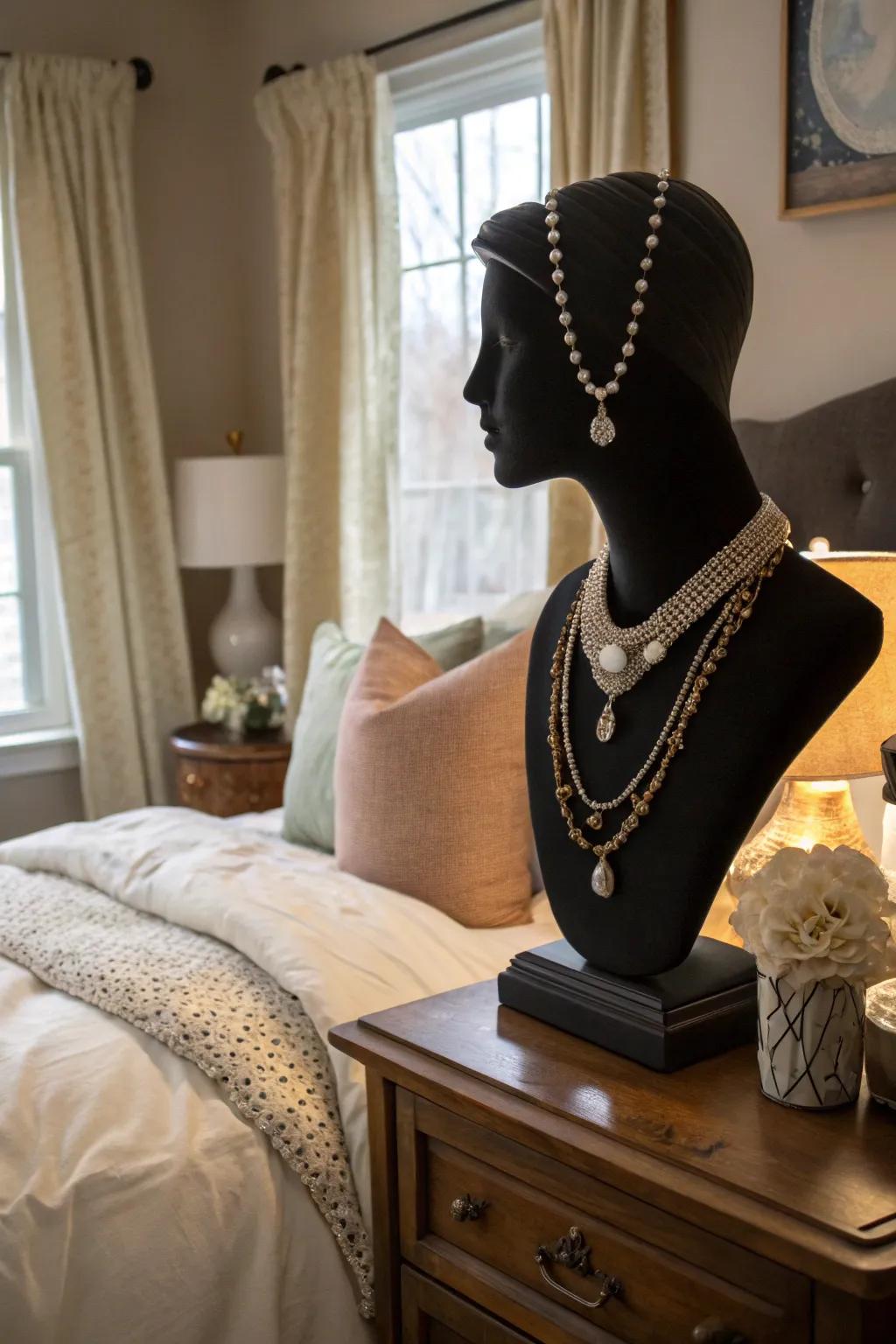 A mannequin torso for lifelike jewelry display