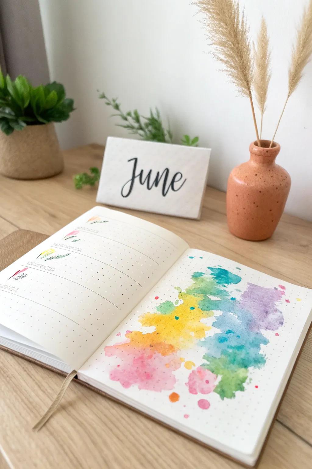 Embrace the Pigment Spectacle for your June journal cover and allow each page to cascade with ingenuity and elation.