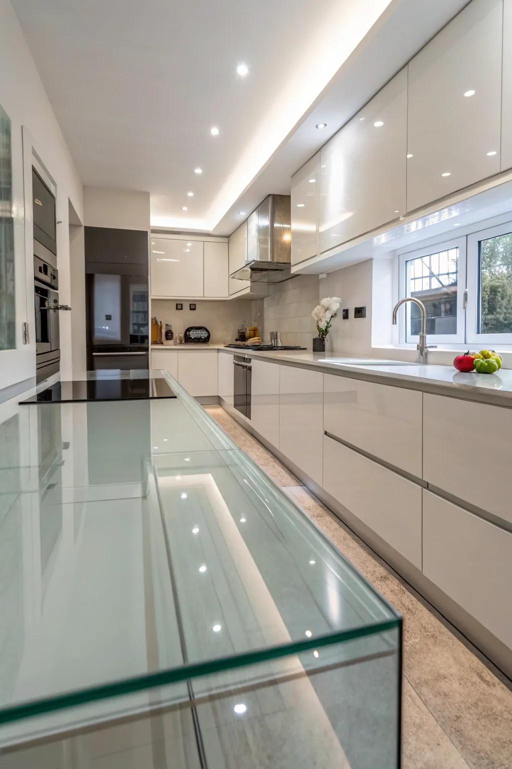Glass counters provide a great look.