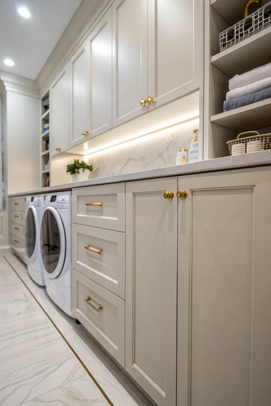 Gentle close cabinets offer a quiet and luxurious touch.