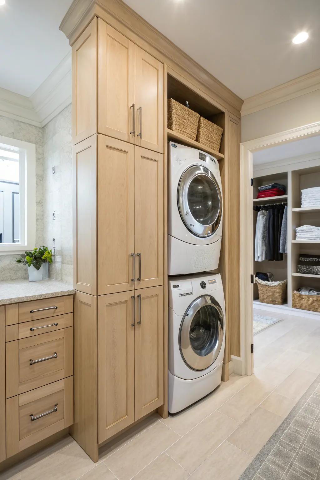 Achieve consistent looks via custom cabinetry.