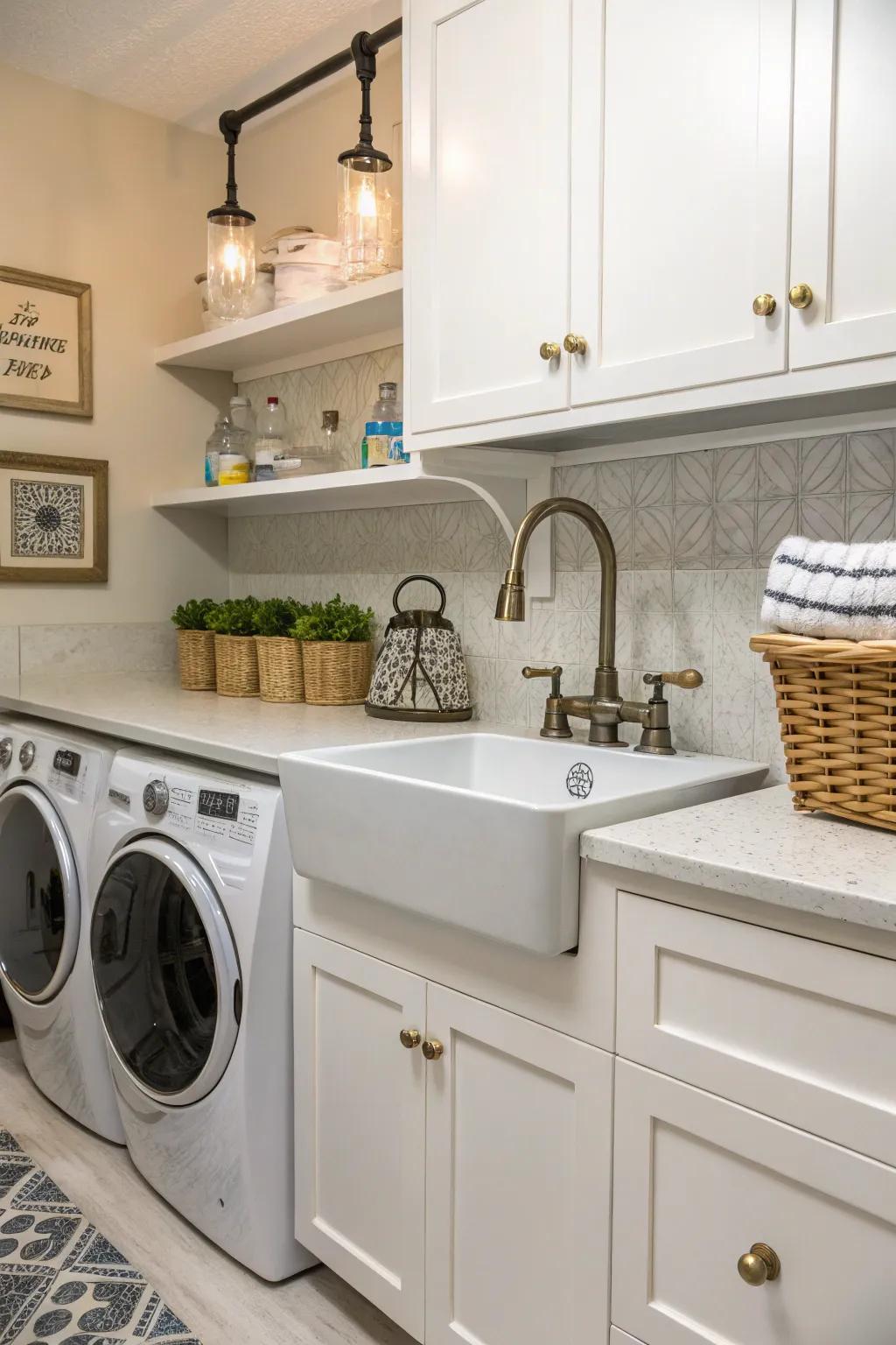 Custom accessories personalize your washbasin area.