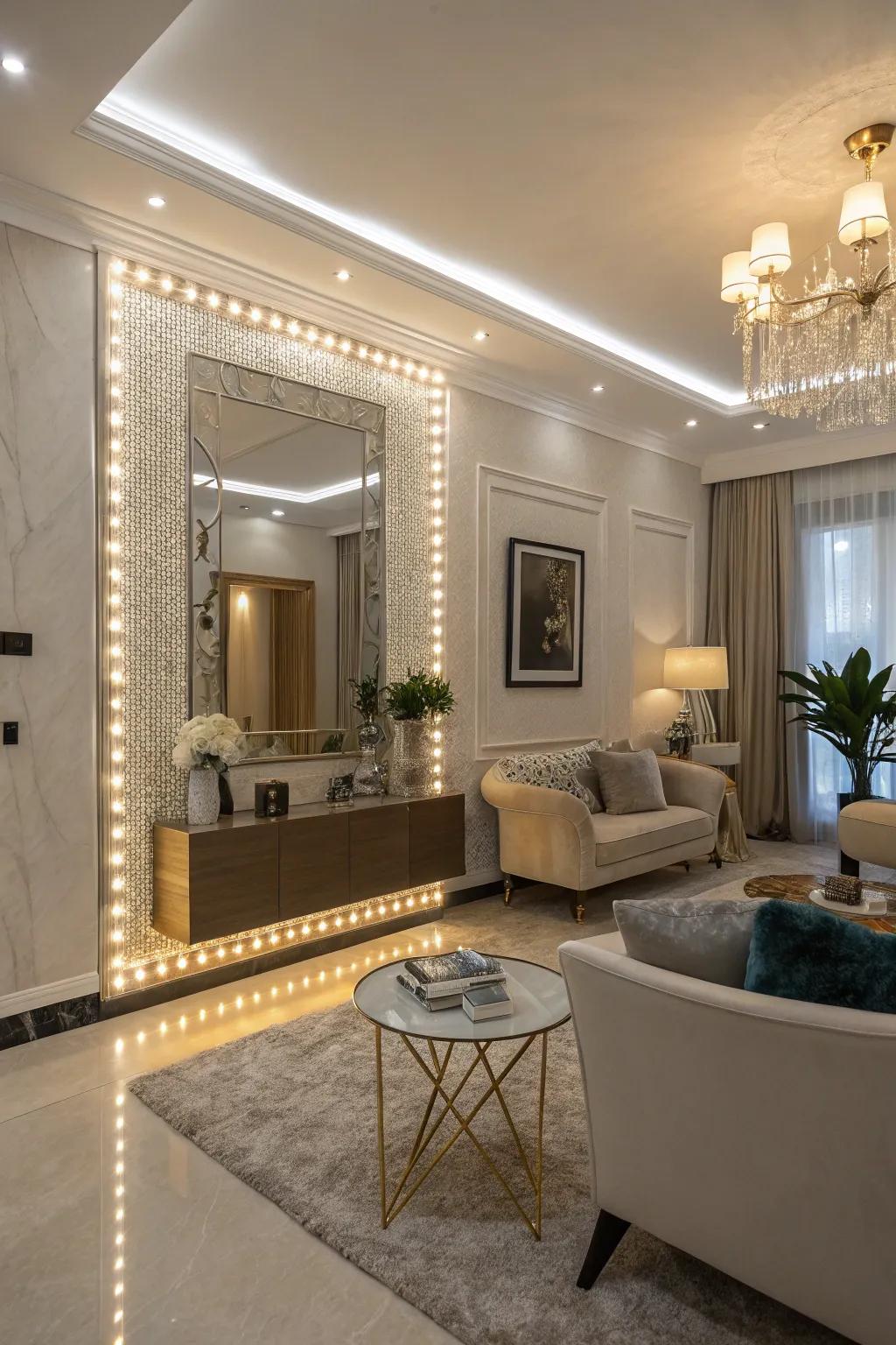 Lavish LED mirror accents creating a spacious impression.