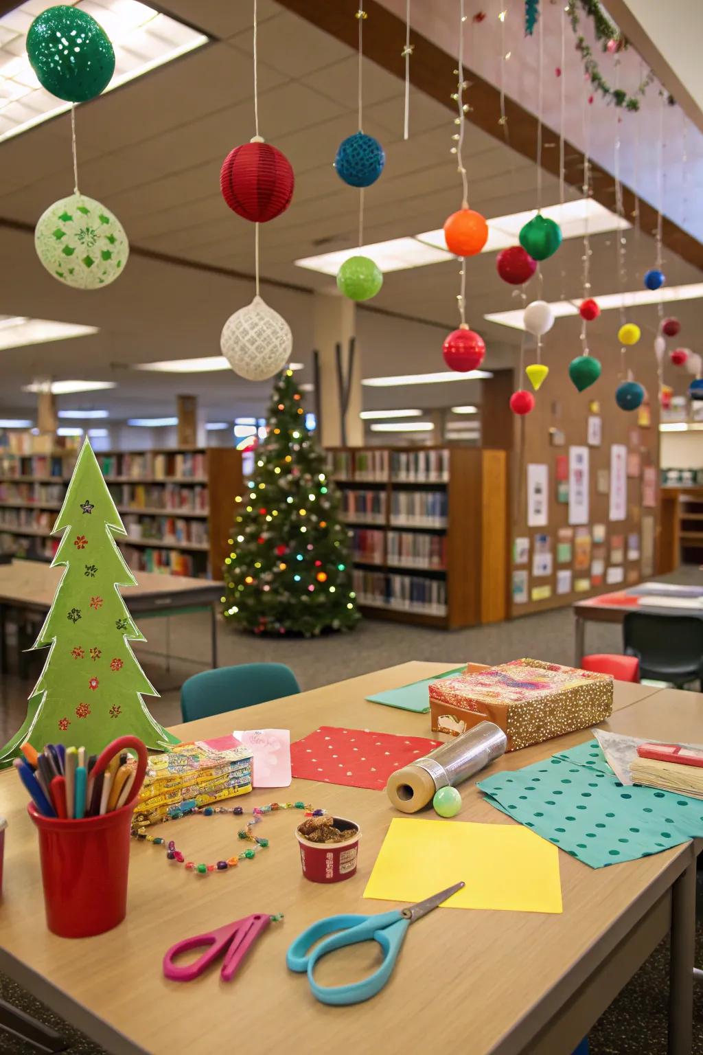 Encourage creativity with a DIY bauble-making station.