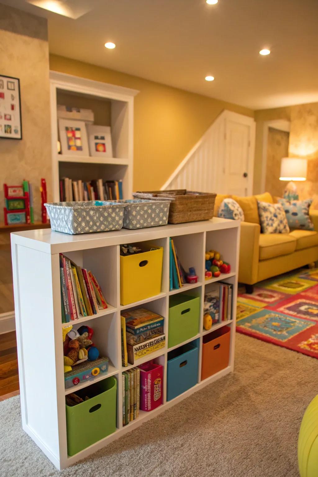 An interactive youth nook utilizing cube storage to foster fun and learning.