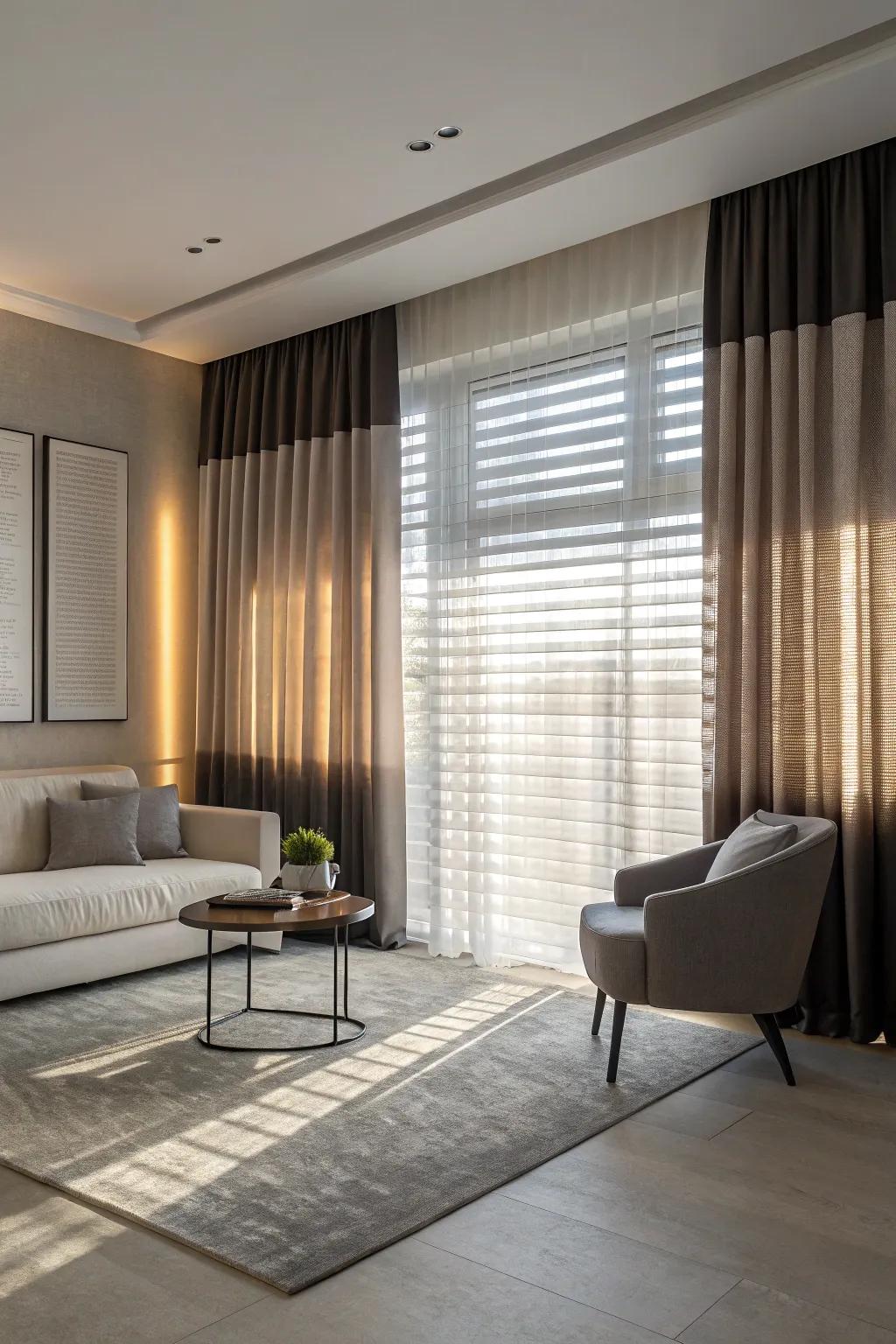 Ombre draperies introduce a contemporary, artistic nuance.