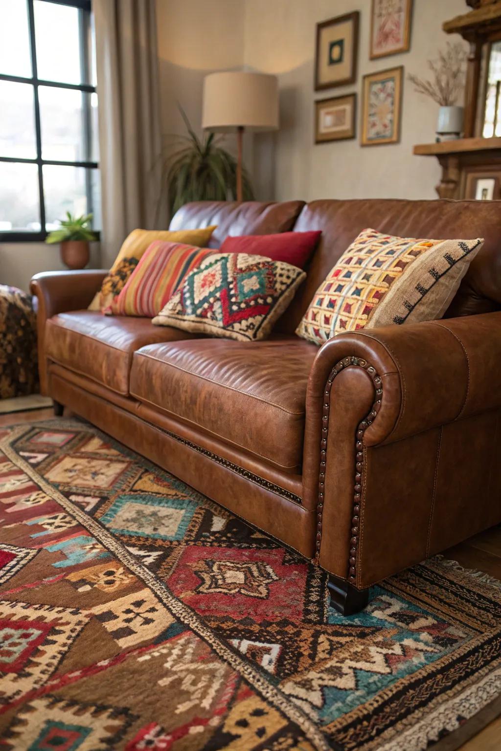 Patterns inject dynamic energy to the family room.