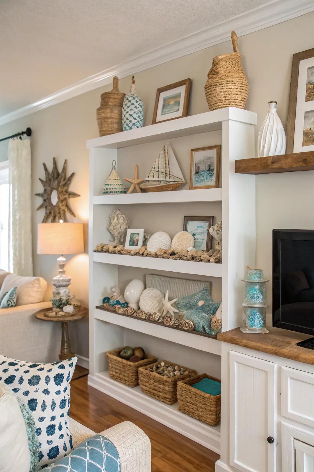Personalize through a styled shelf configuration.
