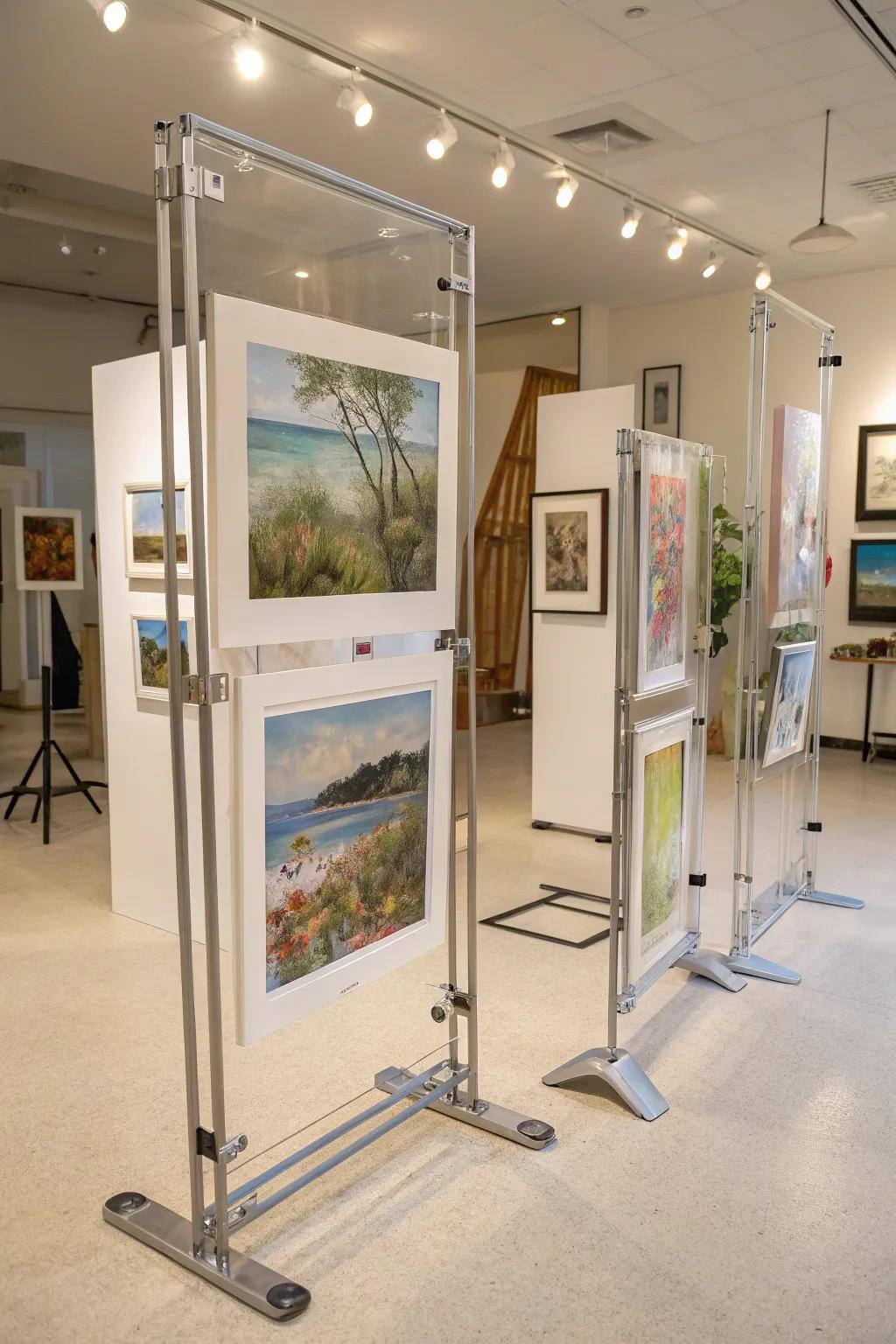 Acrylic frames let artwork take center stage.