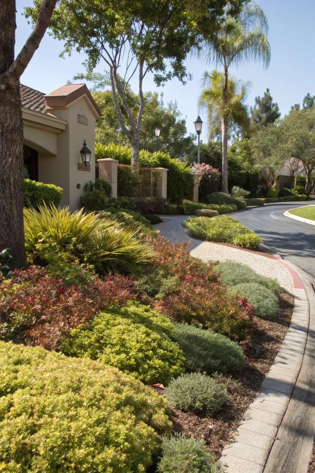 Textured ground covers create a luxurious ground.