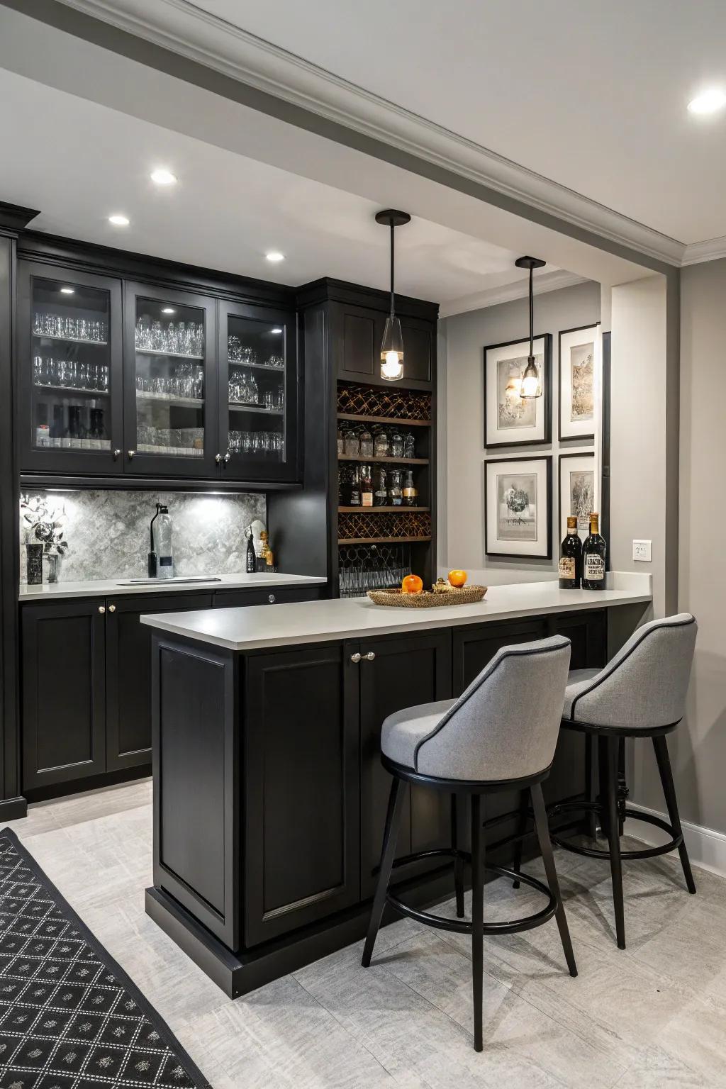 Achieve pure elegance with a simple modern bar.