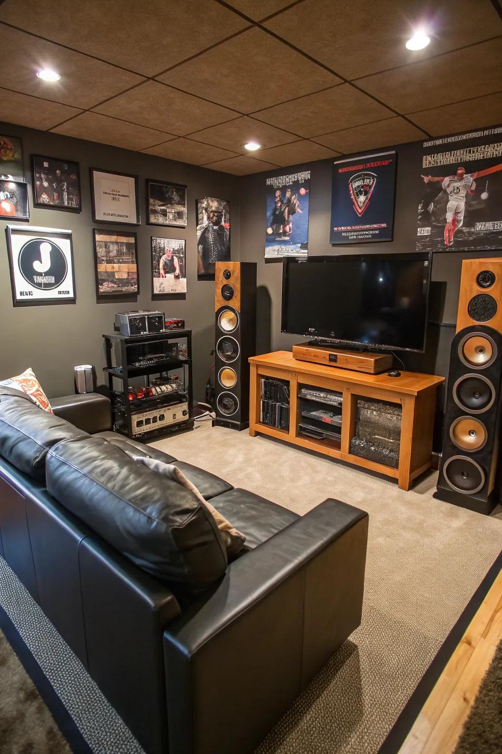A tailored audio experience creates an enveloping atmosphere in this man cave.