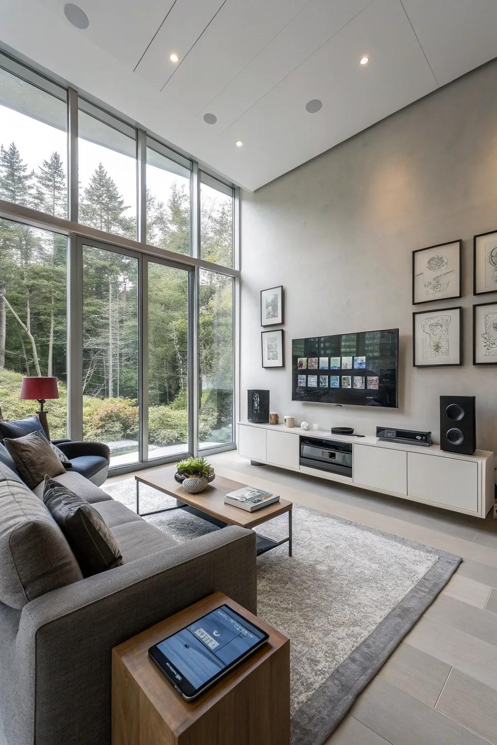 Clever technology enhances the modern experience in the retreat.